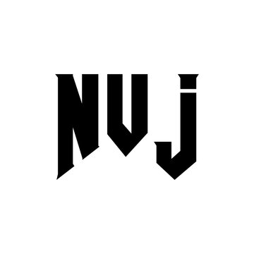 NVJ letter logo design for technology company. NVJ logo design black and white color combination. NVJ logo, NVJ vector, NVJ design, NVJ icon, NVJ alphabet. NVJ typography logo design.