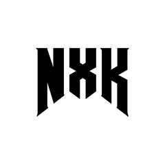 NXK letter logo design for technology company. NXK logo design black and white color combination. NXK logo, NXK vector, NXK design, NXK icon, NXK alphabet. NXK typography logo design.