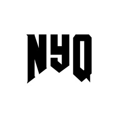 NYQ letter logo design for technology company. NYQ logo design black and white color combination. NYQ logo, NYQ vector, NYQ design, NYQ icon, NYQ alphabet. NYQ typography logo design.