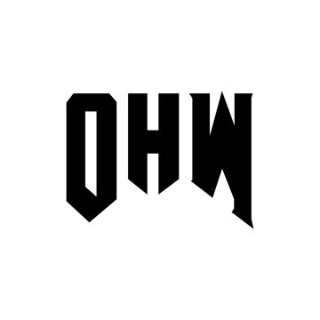 OHW letter logo design for technology company. OHW logo design black and white color combination. OHW logo, OHW vector, OHW design, OHW icon, OHW alphabet. OHW typography logo design.