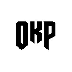 OKP letter logo design for technology company. OKP logo design black and white color combination. OKP logo, OKP vector, OKP design, OKP icon, OKP alphabet. OKP typography logo design.
