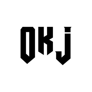 OKJ letter logo design for technology company. OKJ logo design black and white color combination. OKJ logo, OKJ vector, OKJ design, OKJ icon, OKJ alphabet. OKJ typography logo design.