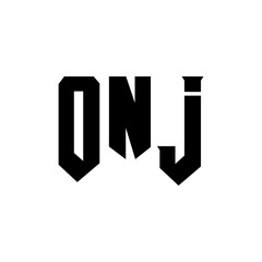 ONJ letter logo design for technology company. ONJ logo design black and white color combination. ONJ logo, ONJ vector, ONJ design, ONJ icon, ONJ alphabet. ONJ typography logo design.