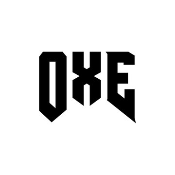 OXE letter logo design for technology company. OXE logo design black and white color combination. OXE logo, OXE vector, OXE design, OXE icon, OXE alphabet. OXE typography logo design.