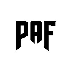 PAF letter logo design for technology company. PAF logo design black and white color combination. PAF logo, PAF vector, PAF design, PAF icon, PAF alphabet. PAF typography logo design.