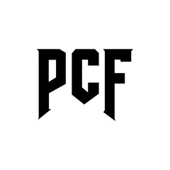 PCF letter logo design for technology company. PCF logo design black and white color combination. PCF logo, PCF vector, PCF design, PCF icon, PCF alphabet. PCF typography logo design.