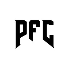 PFC letter logo design for technology company. PFC logo design black and white color combination. PFC logo, PFC vector, PFC design, PFC icon, PFC alphabet. PFC typography logo design.