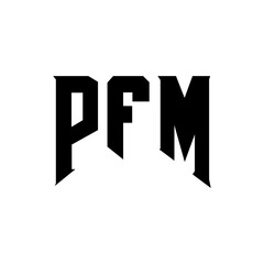 PFM letter logo design for technology company. PFM logo design black and white color combination. PFM logo, PFM vector, PFM design, PFM icon, PFM alphabet. PFM typography logo design.