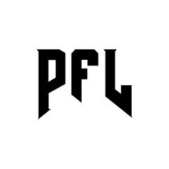PFL letter logo design for technology company. PFL logo design black and white color combination. PFL logo, PFL vector, PFL design, PFL icon, PFL alphabet. PFL typography logo design.