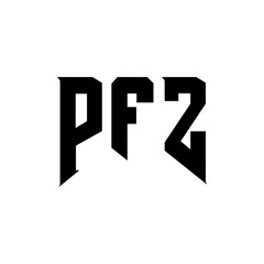 PFZ letter logo design for technology company. PFZ logo design black and white color combination. PFZ logo, PFZ vector, PFZ design, PFZ icon, PFZ alphabet. PFZ typography logo design.
