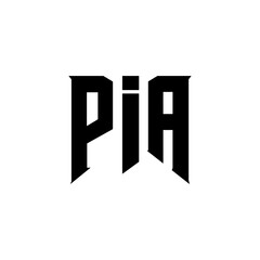PIA letter logo design for technology company. PIA logo design black and white color combination. PIA logo, PIA vector, PIA design, PIA icon, PIA alphabet. PIA typography logo design.