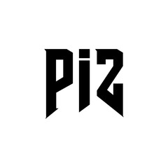 PIZ letter logo design for technology company. PIZ logo design black and white color combination. PIZ logo, PIZ vector, PIZ design, PIZ icon, PIZ alphabet. PIZ typography logo design.