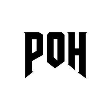POH letter logo design for technology company. POH logo design black and white color combination. POH logo, POH vector, POH design, POH icon, POH alphabet. POH typography logo design.