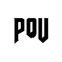PQU letter logo design for technology company. PQU logo design black and white color combination. PQU logo, PQU vector, PQU design, PQU icon, PQU alphabet. PQU typography logo design.