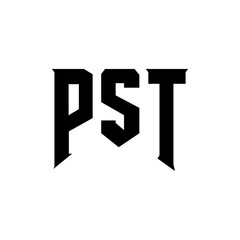 PST letter logo design for technology company. PST logo design black and white color combination. PST logo, PST vector, PST design, PST icon, PST alphabet. PST typography logo design.