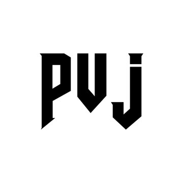 PVJ letter logo design for technology company. PVJ logo design black and white color combination. PVJ logo, PVJ vector, PVJ design, PVJ icon, PVJ alphabet. PVJ typography logo design.