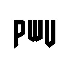 PWU letter logo design for technology company. PWU logo design black and white color combination. PWU logo, PWU vector, PWU design, PWU icon, PWU alphabet. PWU typography logo design.
