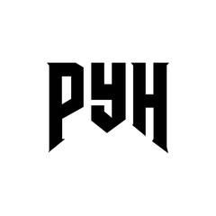 PYH letter logo design for technology company. PYH logo design black and white color combination. PYH logo, PYH vector, PYH design, PYH icon, PYH alphabet. PYH typography logo design.