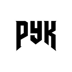 PYK letter logo design for technology company. PYK logo design black and white color combination. PYK logo, PYK vector, PYK design, PYK icon, PYK alphabet. PYK typography logo design.