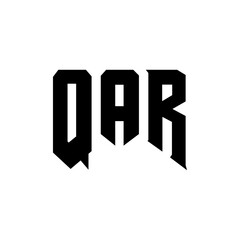 QAR letter logo design for technology company. QAR logo design black and white color combination. QAR logo, QAR vector, QAR design, QAR icon, QAR alphabet. QAR typography logo design.