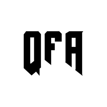 QFA letter logo design for technology company. QFA logo design black and white color combination. QFA logo, QFA vector, QFA design, QFA icon, QFA alphabet. QFA typography logo design.