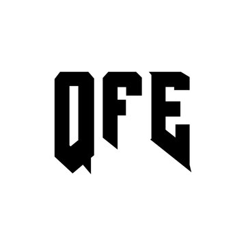 QFE letter logo design for technology company. QFE logo design black and white color combination. QFE logo, QFE vector, QFE design, QFE icon, QFE alphabet. QFE typography logo design.
