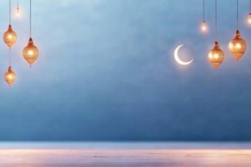 flat design illustration of vibrant eid al-fitr scene with crescent moon stars ornate mosque silhouette and festive