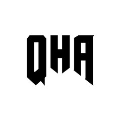 QHA letter logo design for technology company. QHA logo design black and white color combination. QHA logo, QHA vector, QHA design, QHA icon, QHA alphabet. QHA typography logo design.