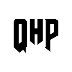 QHP letter logo design for technology company. QHP logo design black and white color combination. QHP logo, QHP vector, QHP design, QHP icon, QHP alphabet. QHP typography logo design.