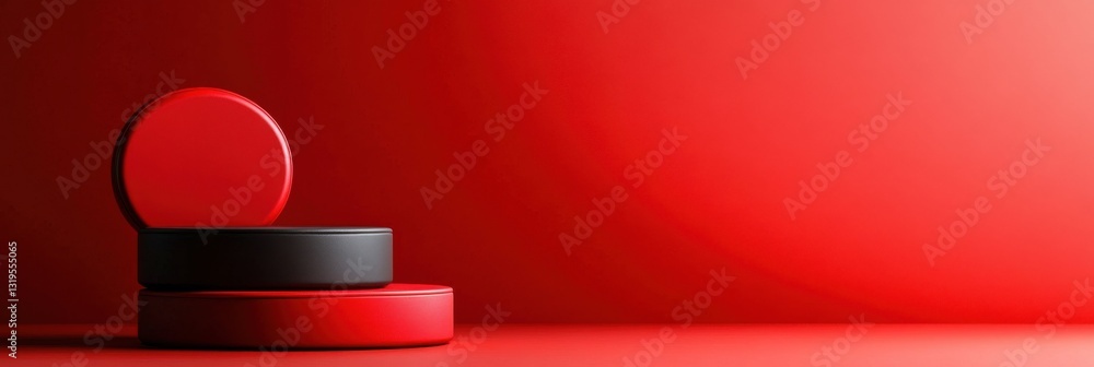 Aufkleber A red background with three red circles on it