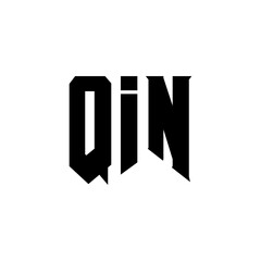 Obraz premium QIN letter logo design for technology company. QIN logo design black and white color combination. QIN logo, QIN vector, QIN design, QIN icon, QIN alphabet. QIN typography logo design.