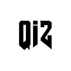 QIZ letter logo design for technology company. QIZ logo design black and white color combination. QIZ logo, QIZ vector, QIZ design, QIZ icon, QIZ alphabet. QIZ typography logo design.