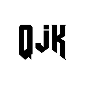 QJK letter logo design for technology company. QJK logo design black and white color combination. QJK logo, QJK vector, QJK design, QJK icon, QJK alphabet. QJK typography logo design.