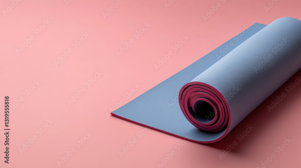 Aufkleber minimalistic yoga mat elegantly positioned on soft light background in calm colors conveying serenit