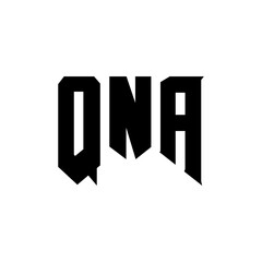 QNA letter logo design for technology company. QNA logo design black and white color combination. QNA logo, QNA vector, QNA design, QNA icon, QNA alphabet. QNA typography logo design.