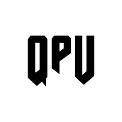 QPU letter logo design for technology company. QPU logo design black and white color combination. QPU logo, QPU vector, QPU design, QPU icon, QPU alphabet. QPU typography logo design.