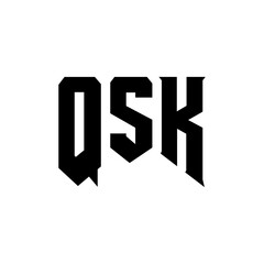 QSK letter logo design for technology company. QSK logo design black and white color combination. QSK logo, QSK vector, QSK design, QSK icon, QSK alphabet. QSK typography logo design.