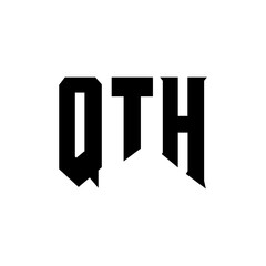 QTH letter logo design for technology company. QTH logo design black and white color combination. QTH logo, QTH vector, QTH design, QTH icon, QTH alphabet. QTH typography logo design.