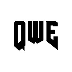 QWE letter logo design for technology company. QWE logo design black and white color combination. QWE logo, QWE vector, QWE design, QWE icon, QWE alphabet. QWE typography logo design.