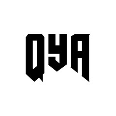 QYA letter logo design for technology company. QYA logo design black and white color combination. QYA logo, QYA vector, QYA design, QYA icon, QYA alphabet. QYA typography logo design.