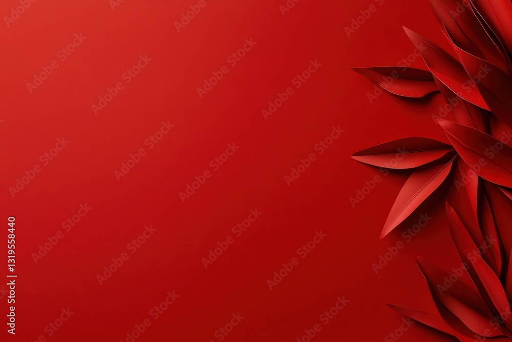 Aufkleber a red background with a red leafy border