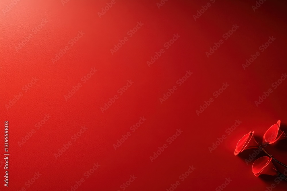 Poster a red background with two red flowers on it