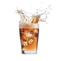  Glass of beer with a refreshing splash, cut out.