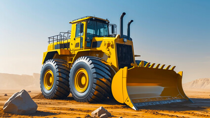 Fototapeta premium yellow bulldozer excavator