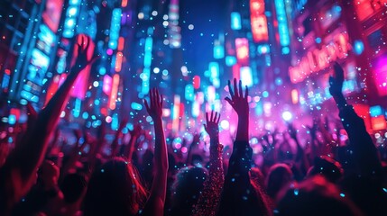 Energetic crowd at a vibrant concert