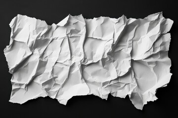 Obraz premium Crumpled White Paper Texture on Dark Background for Creative Use