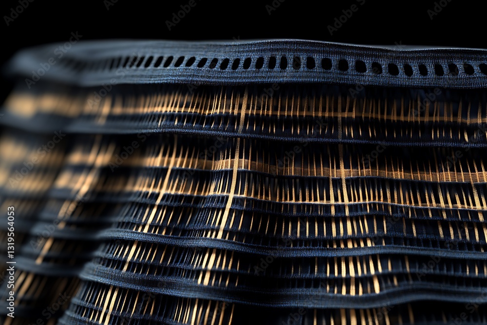Poster intricate layers of textile creation with intriguing perforations