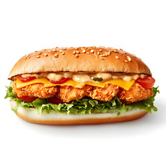 chicken sandwich on a white background

