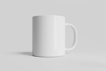 White mug with copy space for logo isolated on white background. Cup for to decorate and printing.