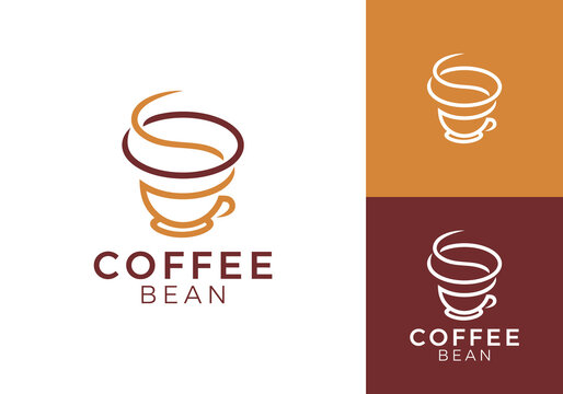 coffee bean logo. drink, restaurant, cafe line art vector design concept